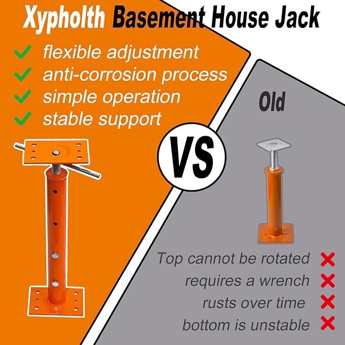 House Floor Jacks, 19"-38" Heavy Duty Screw House Jack, Basement Floor Jacks Post Pole House Jacks for Lifting & Leveling, Telescoping Support Jacks for Beam Repair and Crawl Space Shoring