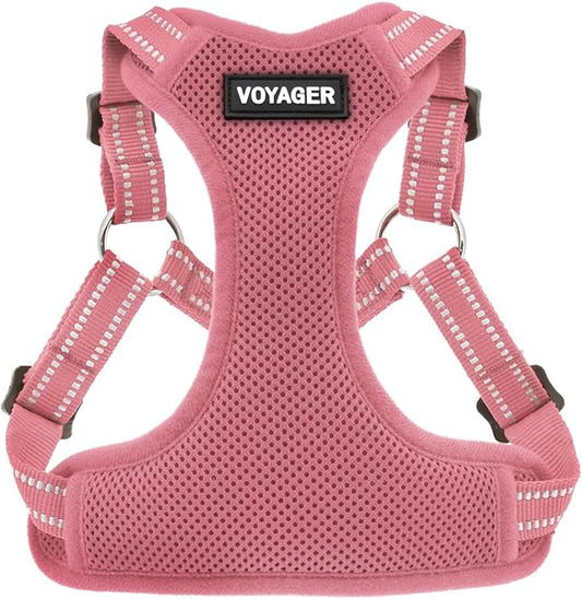 Best Pet Supplies Voyager Adjustable Step-In Flex Breathable Mesh Dog Harness for Small Medium Large Dogs (Pink), M