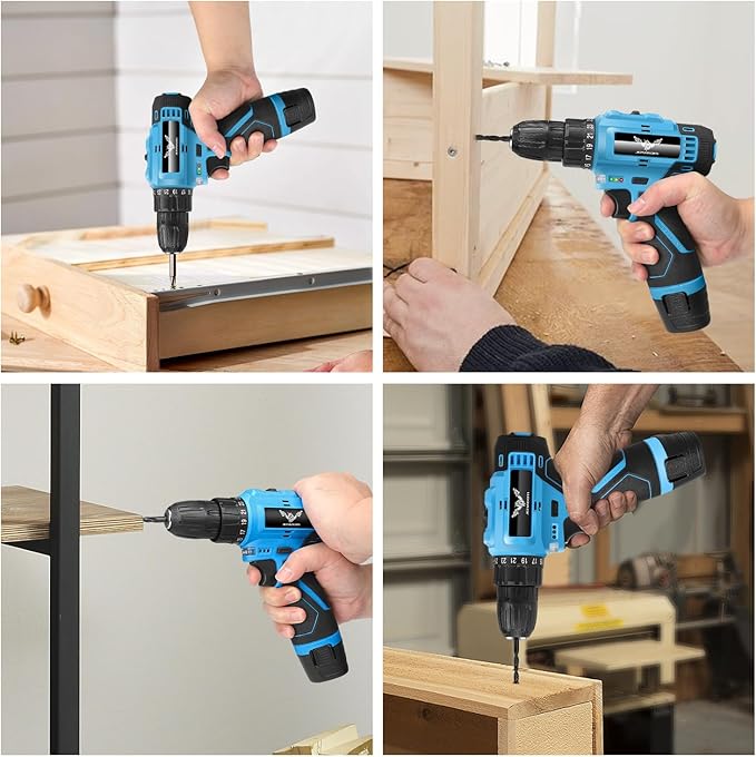 Tool Set - 12V Cordless Drill Kit, 146 Piece Home Tool Set With Power Drill, Tool Kits for Men & Women, Perfect for Homeowner, Diyer, Handyman