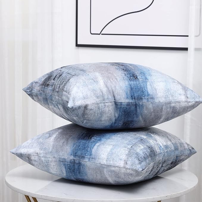 Throw Pillow Covers for Couch, 18x18 Inch, 2 Pack, Blue Grey | Decorative Throw Pillow Covers Cushion Covers for Couch Bedroom Sofa Living Room