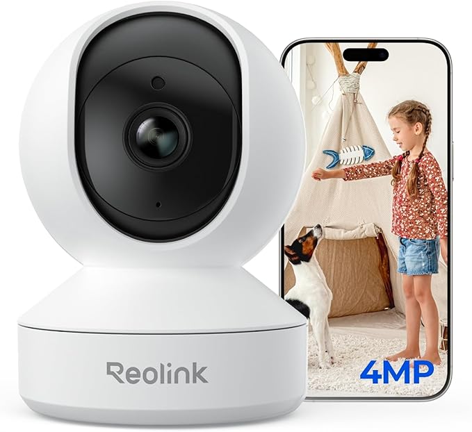 REOLINK 4MP 2K Indoor Camera E1, Plug-in Wireless WiFi 6 Security Camera, 360 Degree Pet Camera with Phone app, Baby Monitor with Person/Pet/Cry Detection, Night Vision, 2-Way Talk, Local Storage