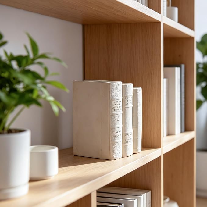 Decorative Books Living Room Décor - Resin Cream Faux Books Fake Modern Home Decoration for Bookshelf Coffee Table Décor 5.5 x 4.5 x 8 Inch Guichifun