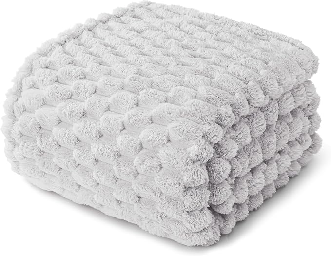Whale Flotilla Soft 3D Fleece Throw Blanket for Couch & Bed, Light Grey | Super Cozy Lightweight Plush Fluffy Throw, Luxury Decorative All‑Season Couch Cover Blanket for Sofa & Office Chair, 50"x60"
