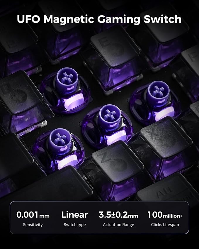 GravaStar Mercury V60 Pro 60% HE Magnetic Gaming Keyboard, True 8kHz Polling Rate, 0.125ms Latency, Dynamic Rapid Trigger, 0.005mm Adjustable Actuation, Full Aluminum Frame