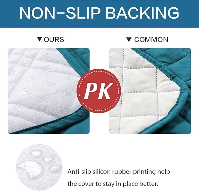 Dog Bed Cover Waterproof Microfiber Quilted Mattress Cover Pet Mat Silicon Non Slip 9 Size Furniture Protectors for Bed Sofa Couch (208 x 244 cm/82 x 96 in,Deep Blue)