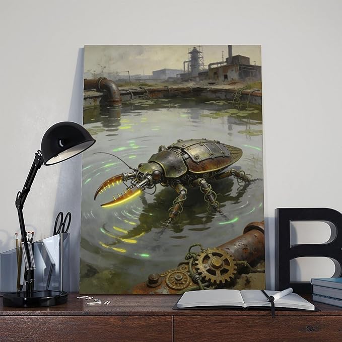 Framed Industrial Fantasy Wall Art for Living Room TV Wall Post Apocalyptic Style Home Decor 20x30inch(50x75cm)
