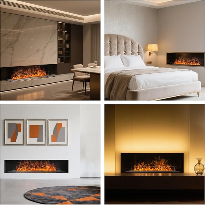 78.7" 3D Water Vapor Electric Fireplace Heater - Humidifier Function,Smart APP/Remote Control,Colorful Realistic Flame, Decorative Steam Atomizing Fireplace for Home, Office, Hotel & Restaurant