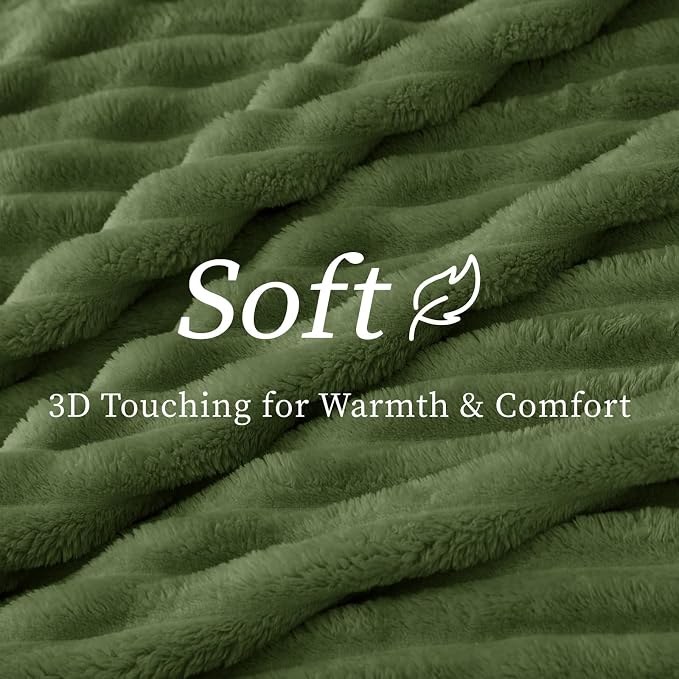 BEDELITE Ribbed Fleece Throw Blanket for Couch, Moss, 50"x60" | Ultra-Soft Plush Fleece, Cozy, Warm Yet Lightweight, Ribbed Texture, Home Decor, Machine Washable, Giftable, All-Season Use