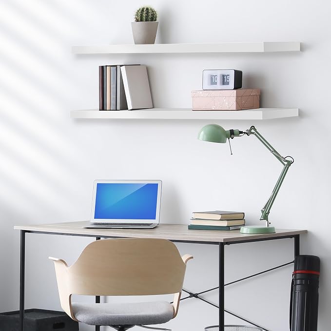 Sorbus Floating Shelves for Wall - 48 Inch Long Bathroom Shelves, Wall Decor for Bedroom, Kitchen, Living Room & Book Storage - Mounted Floating Shelf with Invisible Brackets (White, 3 Pack)