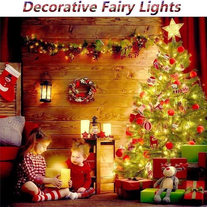 Outlet LED String Lights with Remote Control 99ft with 300 LEDs Dimmable Fairy String Lights for Bedroom,Trees, Indoor/Outdoor Copper String Lights for Birthday, Wedding,Party Warm White