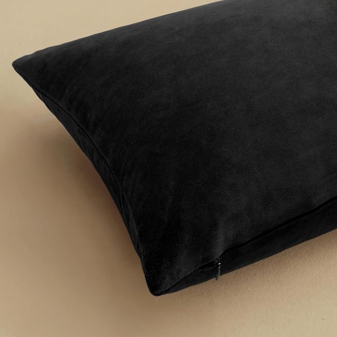 MIULEE Velvet Throw Pillow Covers 20x20 Inch Pack of 2 Black | Soft Solid Decorative Pillow Covers, Modern Luxury Home Decor, for Couch Chair Sofa Bedroom Livingroom