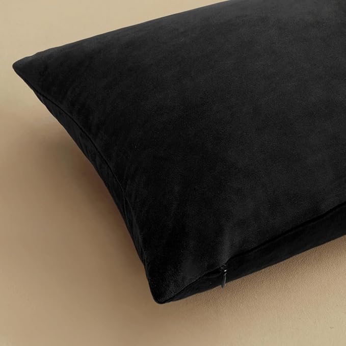 MIULEE Velvet Throw Pillow Covers 16x16 Inch Pack of 2 Black | Soft Solid Small Decorative Pillow Covers, Modern Luxury Home Decor, for Couch Chair Sofa Bedroom Livingroom Car