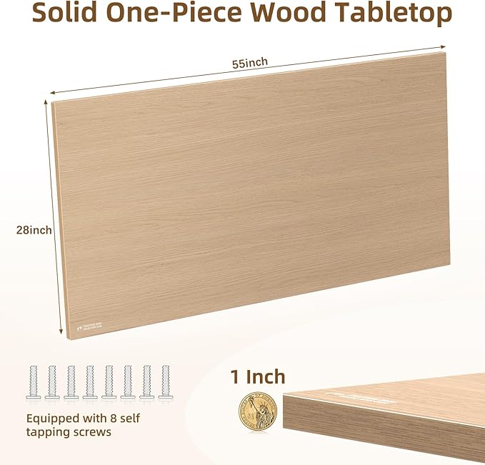 Universal Solid One-Piece Wood Table Top, 55"x28"x1" Workbench Top - Rectangular Particle Board for Standing Desk, Home Office Desk Countertop DlY, Washer Dryer, Coffee, Bar Tabletop