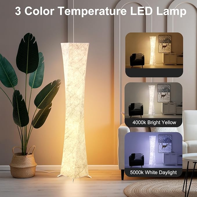 WORLD WIN Floor Lamp, 61'' Smart RGB LED Corner Lamp with Music Sync and 16 Million DIY Colors, 3 Color Temperature, APP & Remote Control, Color Changing Standing Floor Lamp for Bedroom Living Room