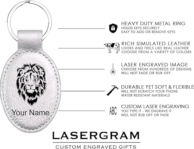 LaserGram Oval Keychain, Palm Trees, Personalized Engraving Included (Silver)