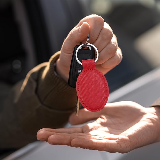 LaserGram Oval Keychain, Golf Ball, Personalized Engraving Included (Carbon Fiber Red)