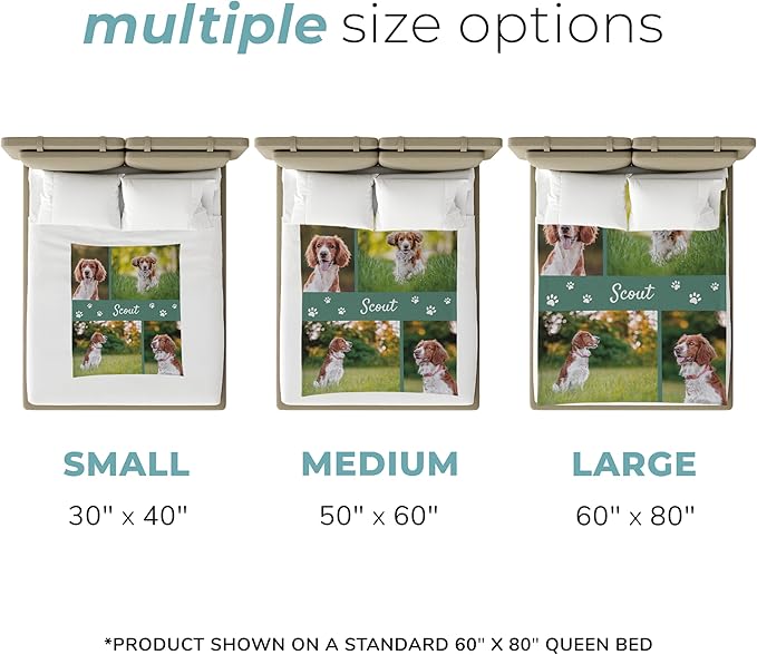 Prints Next Day – Custom 60" x 80" Plush Pet Lightweight Blanket with Multi-Photo Upload - Personalized with Pet Lightweight's Name - Gift for Dog or Cat Owners - Printed in America