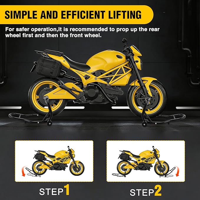 Nilight Universal Motorcycle Stand Lift 850lbs Front Rear Combo Stand Lift Stand Front Wheel Fork Stand Rear U+L Fork Swingarm Spool Stand for Most Yamaha Honda Kawasaki Suzuki Motorcycles