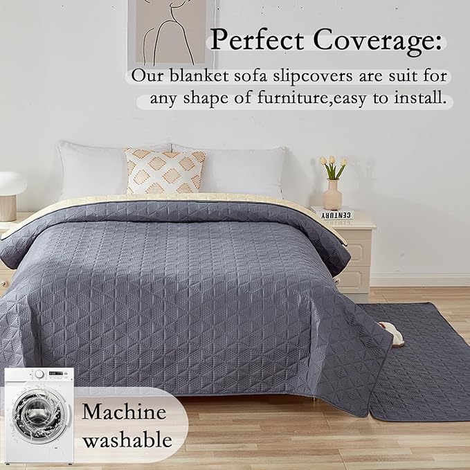 Waterproof Dog Bed Cover Pet Blanket, Soft Pet Couch Covers for Sofa Washable, Bed Couch Sofa Furniture Protector for Puppy Cat Kids (Grey,130 * 210 CM)