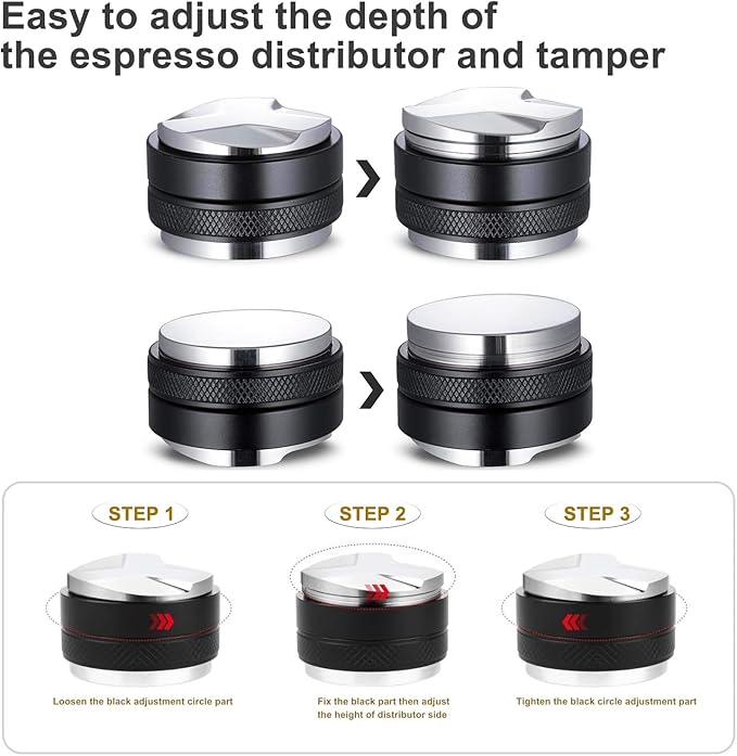 Espresso Accessories Kit 51mm Tamper: 51mm Espresso Tamper and Coffee Distributor, Espresso Tamper Kit Barista Tools with WDT Tool Tamping Mat Brush | Dual Head Espresso Leveler for 51mm Portafilter