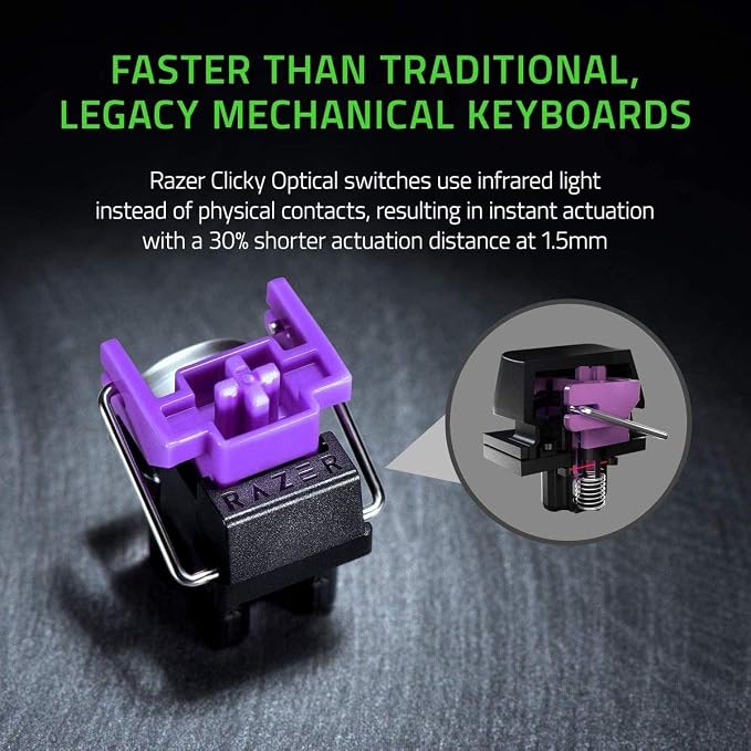 Razer Huntsman Mini 60% Gaming Keyboard: Fast Keyboard Switches - Clicky Optical Switches - Chroma RGB Lighting - PBT Keycaps - Onboard Memory - Snap Tap - White