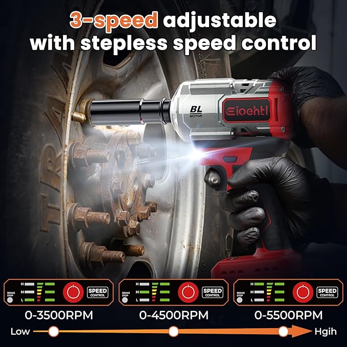 New Upgrade 3-in-1 Impact Wrench, High Torque 900 Ft-Lbs (1200 Nm) 21V MAX 1/2" Brushless Impact driver, 5500 RPM | 3-in-1 Set with Sockets • Drill • Screwdriver | Impact drill for Truck RV Car & Home