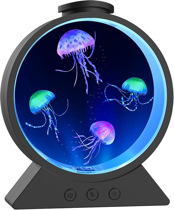 Jellyfish Lamp, 7-Color Changing Jellyfish Aquarium Light for Relax, Mood Lamp for Home, Office & Bedroom Decor, Gifts for Kids Teens Girls Boys Adults (Black)