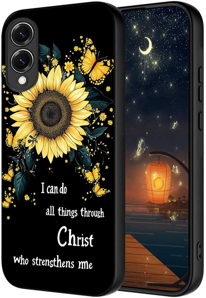 Designed for Galaxy S25 Edge Phone Case,Slim Silicone Shockproof Protective Case for Galaxy S25 Edge 6.7 inch,Sunflower Butterflies