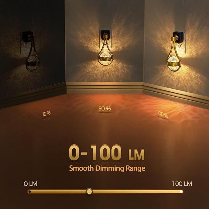 Briignite LED Night Lights Plug into Wall, 330° Rotating Night Light with Dusk to Dawn Sensor, 0-100LM Dimmable Nightlight Adjustable Brightness, 3000K Warm White for Hallway, Bedroom, Stairway, 2pack
