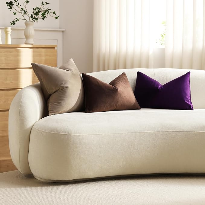 Lumbar Pillow Covers 12x20 Purple: Pack of 2 Cozy Soft Velvet Rectangular Modern Luxury Decorative Throw Pillow Cases for Sofa Couch Living Room Bed Home Decor
