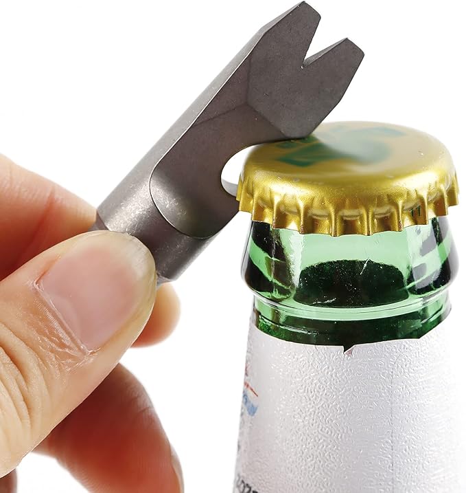Titanium Alloy EDC Pry Bar with Bottle Opener Screwdriver Function Multi Tool (Grey)