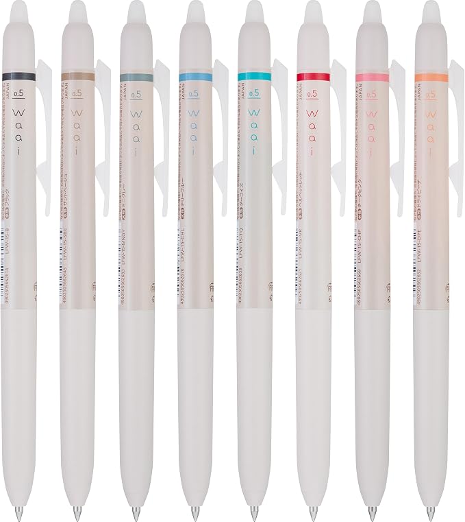 Pilot FriXion Waai Erasable Gel Pens, 8-Pack Pouch, Extra Fine Point 0.5 mm, Assorted Colors, FriXion Erasable Pens - For School, Journaling & Office Writing