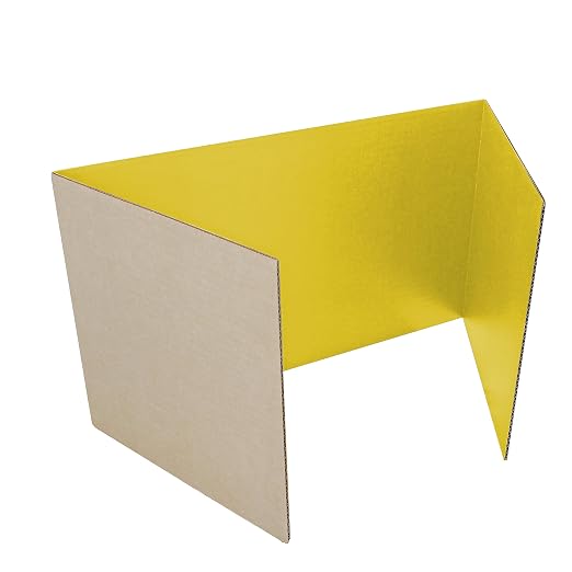 Flipside Products 18”x 48” Yellow Study Carrel, Privacy Boards, Student Privacy and Focus Booth for The Classroom, Desk Divider Cubby for Tests, Made in USA - 24 Pack