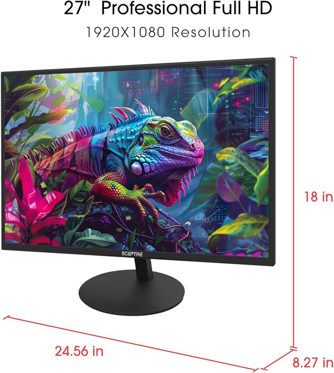 Sceptre E275W-19203R 27 inch1080P LED Monitor 99% sRGB 2X HDMI VGA Build-In Speakers, Machine Black (E275W-19203R series) | 27 FHD Va Panel, 3ms G-to-G, Srgb 94%, 2x3w Speakers, Vesa 100x100