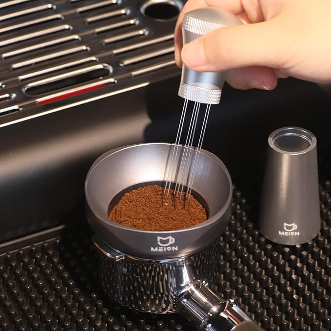 MEION Espresso Dosing Funnel and Puck Screen Set, Magnetic Coffee Funnel, Reusable Espresso Puck Screen, Espresso Tools Espresso Accessories (Silver, 54mm)