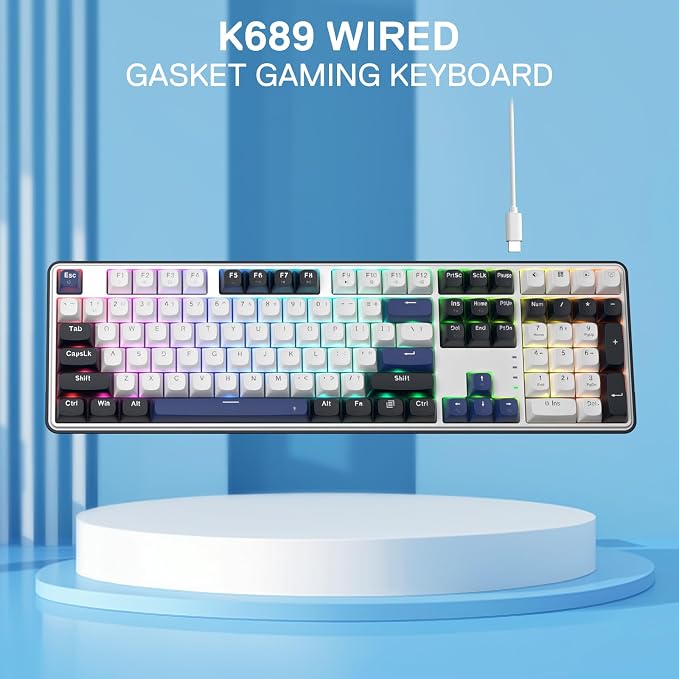 Redragon K689 108-Key Hot-Swap Wired RGB Gaming Keyboard, Extra 4 Hotkeys | Dedicated Shortcut Keys for Mute, Calc & Desktop, Cushioned Noise Dampening for Creamy Thocky Sound, Swap-Ready, PRO Software