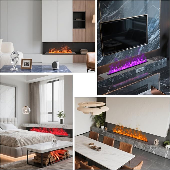 3D Water Vapor Fireplace Smart APP Electric Flame Decoration Steam Fireplace Humidifier for Office, Home, Hotel,Restaurant(Color,78.7")