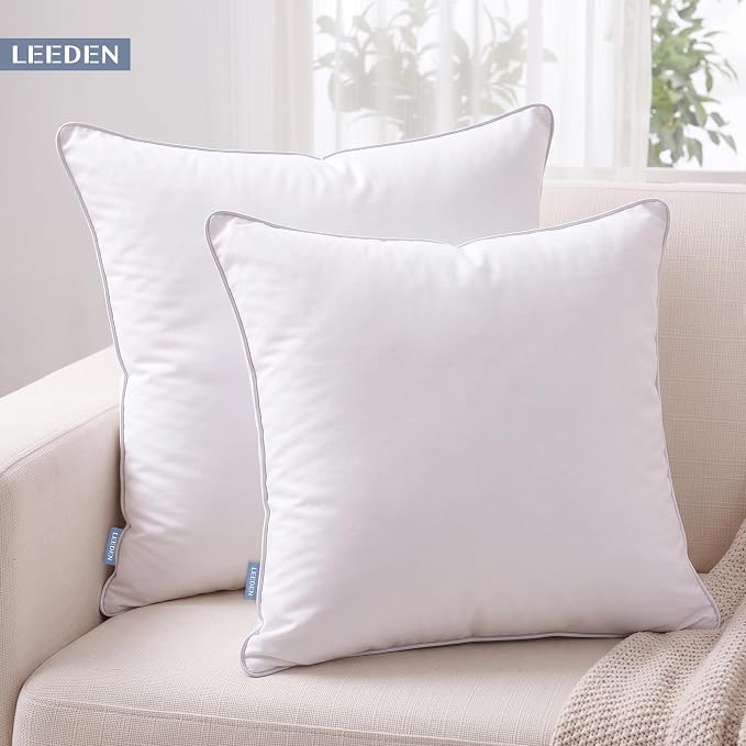 Leeden 22x22 Pillow Inserts Set of 4-22 Inch Decorative Cushion Insert, Soft Fluffy Throw Pillow Inserts for Living Room Couch, White 4 Pack Pillow Forms