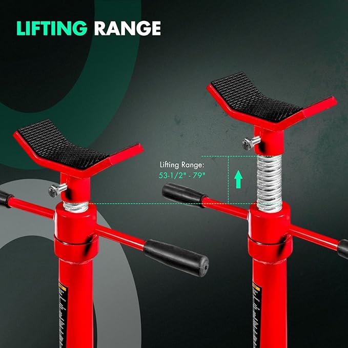 SCITOO Underhoist Support Stand Under Hoist Jack Stand Car Lift 0.5 Ton 1,000 lbs Capacity Supports Vehicle Spin Handle Self-Locking Threaded Screw Red