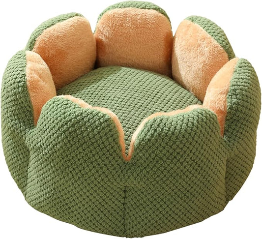 Cactus Flower Shape Dog Bed Warm Cute Kitten Lounger Cushions House Very Soft Small Dog Bed Washable s Beds, 37* 37* 15cm, Green