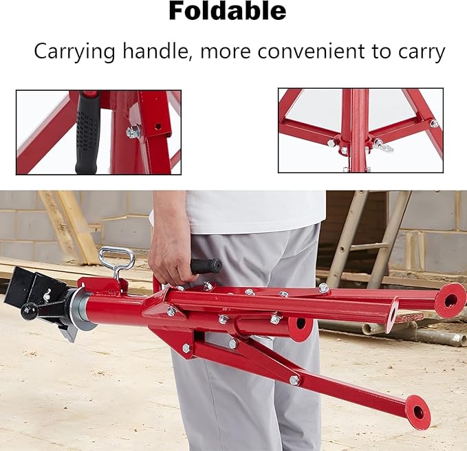 Garvee 2PCS Pipe Jack Stand, 2 Ball Transfer 2500 lb Capacity Pipe Stand, Adjustable Heavy Duty V-Pipe Stand for Welding, Portable Folding Legs 28-52 Inch Height Adjustable 1/8"-12"