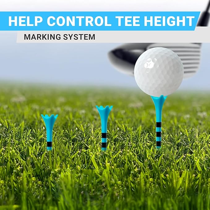 Professional Plastic Golf Tees 100 Pack (3-1/4" or 2-3/4"), Enhanced Durability & Stability, Engineered to Minimize Friction and Side Spin