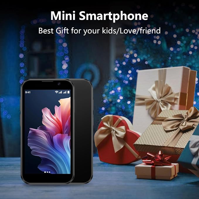 Mini Phone 3.0" HD Touch Screen Mini Smartphone World's Smallest Unlocked Android Compact Mobile Phone for Kids & Students Cell Phone wih GPS Dual SIM Face ID 2GB+16GB Pink