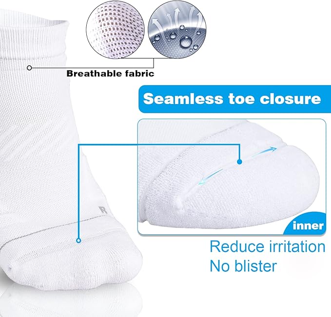 Hylaea No Show Running Athletic Anti-Blister Wicking Coolmax Socks, Seamless Anti-odor