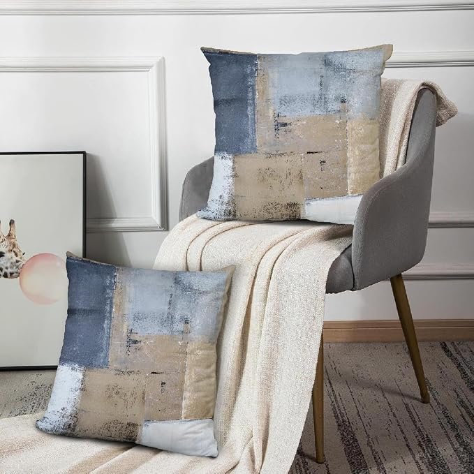 Throw Pillow Covers for Couch, 20x20 Inch, 2 Pack, Brown Grey | Decorative Throw Pillow Covers Cushion Covers for Couch Bedroom Sofa Living Room