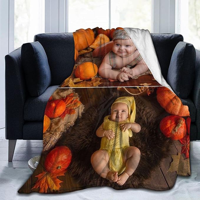 QETXVI Custom Blanket with Photos Text Customized Blanket Personalized Flannel Throw Blankets for Adult Kid Birthday Christmas Halloween Fathers Mothers Valentines Gift - 40"x 50"