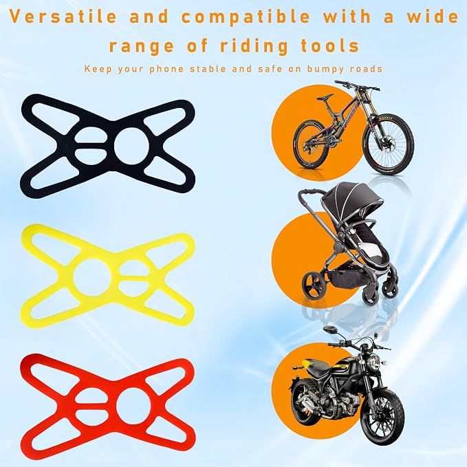 Ziciner 3 PCS Bike Phone Mount Holder Band, Elastic Smart Phone Security Silicone Strap for Motorcycle Bike Phone Mount, Universal Bike Accessories Replacement Parts for Most Cell-Phone (Style 1)