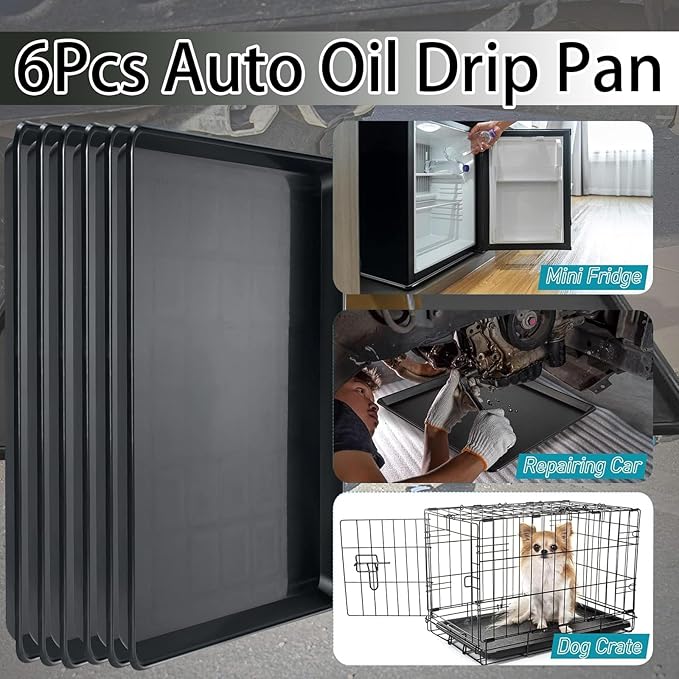 GearUp 6Pcs Auto Oil Drip Pan Extra Large Oil Drip Pan for Under Car to Keep Garage Floor Show Room Driveway Safe and Clean(35.4 x 24 x 1.6 inch) (6PCS)