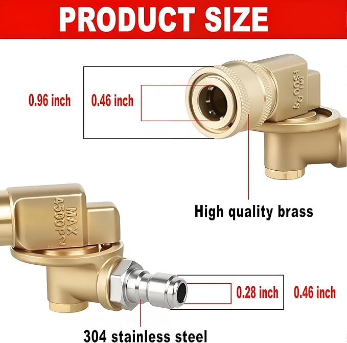 Selkie Pivoting Coupler Kit for Pressure Washer, 8 Pack Universal Power Pressure Washer Accessories Kit, 7 Nozzle Tips,1/4 Inch,4500 PSI