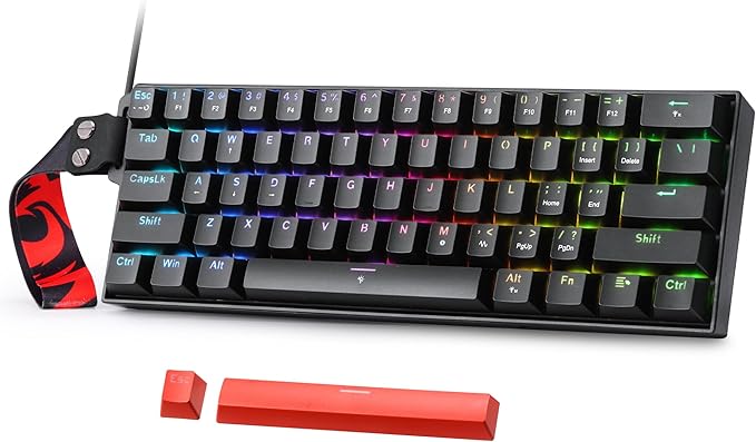 Redragon K617 HE Wired Hall-Effect Rapid Trigger Magnetic Gaming Keyboard | 8K Polling Adjustable Actuation, 61 Keys Design for More Room to Aim, Swap-Ready Socket for Mod, RGB Pro Software Supported